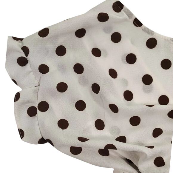 Monteau Women's Surplice Neck Polka Dot Flounce Dress with Tie Front Size XS - Picture 9 of 9